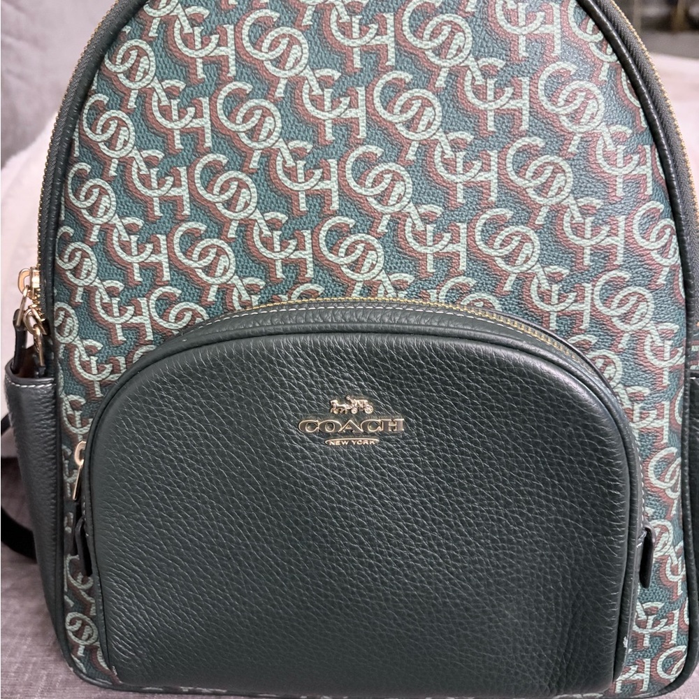 Coach Teal and Gold Patterned Backpack